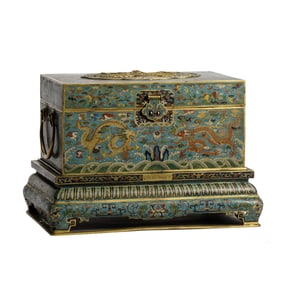 A CLOISONNE ENAMEL DRAGONS BOX