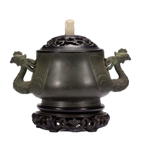 A BRONZE PHOENIX CENSER