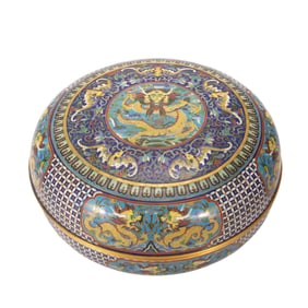 A CLOISONNE ENAMEL BOX WITH COVER