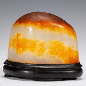 AN INSCRIBED WHITE JADE BOULDER