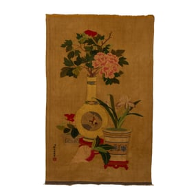 A KESI EMBROIDERED HANGING PANEL