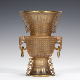A CARVED ROCK CRYSTAL ZUN VASE