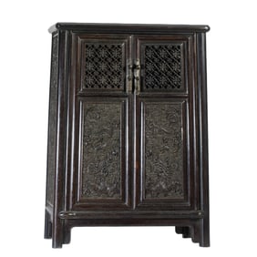 A CARVED ROSEWOOD CABINET