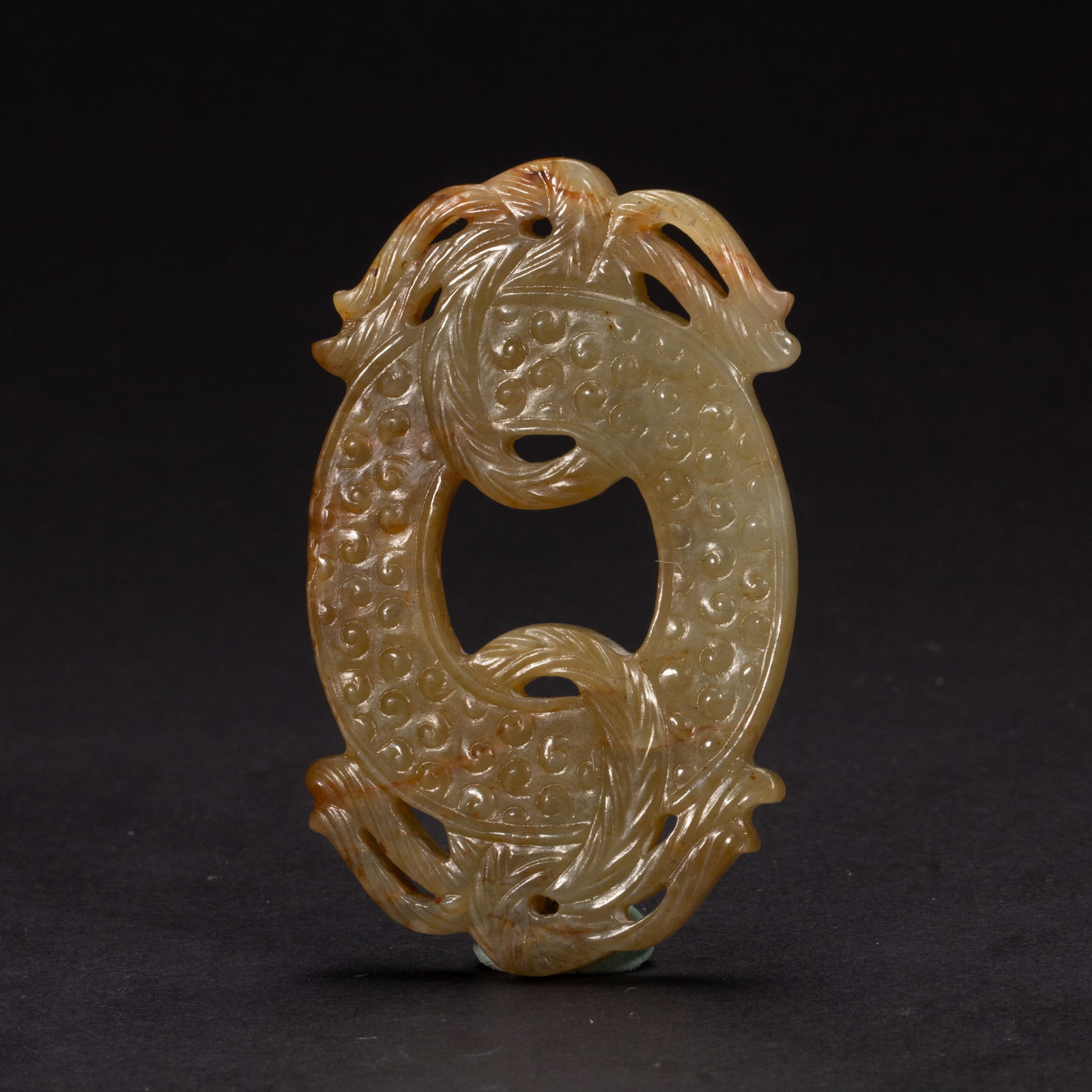A CARVED JADE DISC BI (1 of 8)