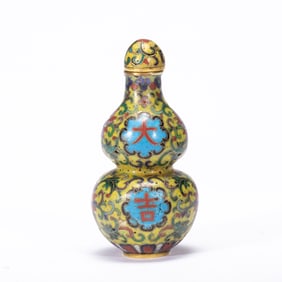A CLOISONNE ENAMEL DOUBLE GOURDS SNUFF BOTTLE