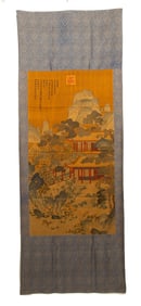 A CHINESE KESI EMBROIDERED LANDSCAPE HANGING PANEL