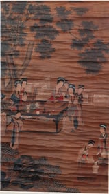A CHINESE PAINTING OF COURT LADIES GATHERING BU ANOUMYOUS