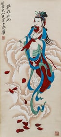 A CHINESE PAINTING OF APSARAS SIGNED ZHANG DAQIAN