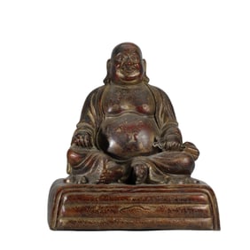 A BRONZE SEATED BUDAI