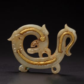 A CARVED WHITE JADE CHILONG