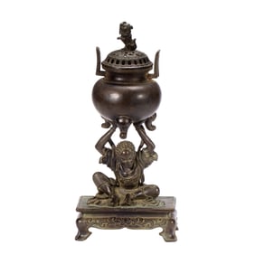 A BRONZE INCENSE BURNER