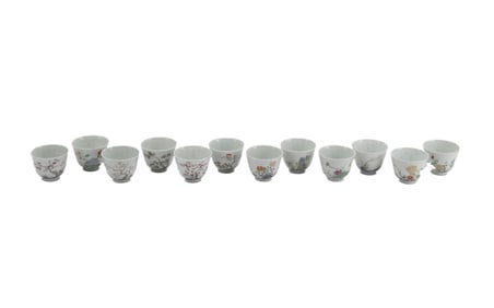 A SET OF TWELVE FAMILLE VERTE MONTHS FLOWER CUPS
