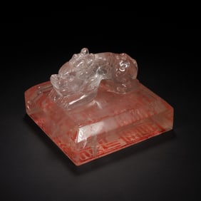 A CARVED ROCK CRYSTAL MYTHICAL BEAST SEAL