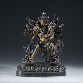 A SINO-TIBETAN BRONZE CAKRASAMVARA