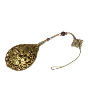 A BRONZE-GILT POMANDER CASE