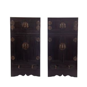 PAIR CARVED ROSEWOOD ZITAN CABINETS