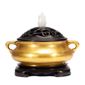 A BRONZE BOMBE CENSER