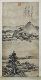 A CHINESE PAINTING OF RIVERSCAPE