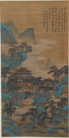 A CHINESE PAINTING OF MOUNTAIN PAVILION SIGNED WEN ZHENGMING