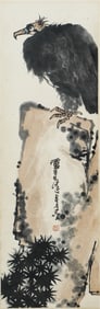 A CHINESE PAINTING OF FALCON SIGNED PAN TIANSHOU