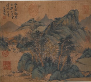 A CHINESE PAINTING OF HUNT IN WOODS SIGNED WANG MENG