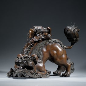 A BRONZE LIONS GROUP CENSER