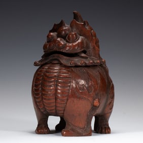 A CARVED BAMBOO LUDUAN INCENSE BURNER
