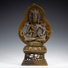 A SILVER INLAID COPPER ALLOY BAJRAVIDARANA