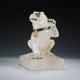 A CARVED ROCK CRYSTAL MYTHICAL BEAST DECORATION