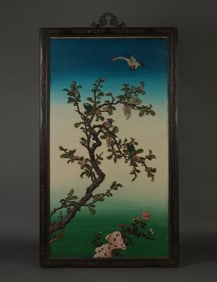 A HARDSTONES INLAID HANGING PANEL