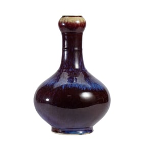 A FLAMBE GLAZE BOTTLE VASE