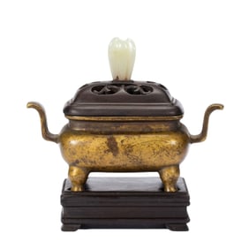 A BRONZE INCENSE BURNER