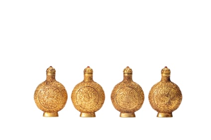 A SET OF FOUR BRONZE-GILT SNUFF BOTTLE
