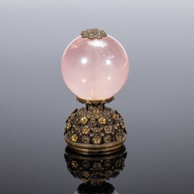 A ROSE QUARTZ HAT FINIAL