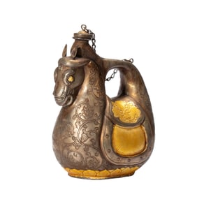 A SILVER PARTLY GILT HORSE-HEAD EWER