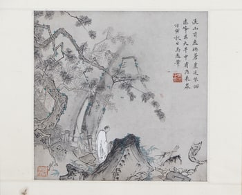 A CHINESE PAINTING OF SCHOLAR AMONG LANDSCAPE SIGNED MAYUAN
