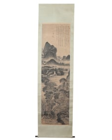 A CHINESE PAINTING OF SCHOLAR AMONG LANDSCAPE SIGNED SHITAO