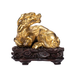 A BRONZE-GILT MYTHICAL BEAST TIANLU