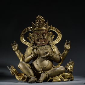A BRONZE-GILT FIGURE OF PROTECTOR