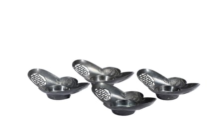 A SET OF FOUR TIN TEA-TRAYS