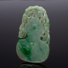 A CARVED JADEITE DOUBLE GOURDS PLAQUE