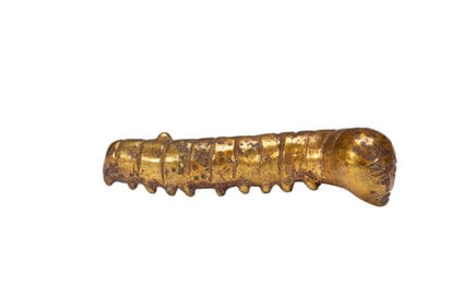 A BRONZE-GILT SILK WORM
