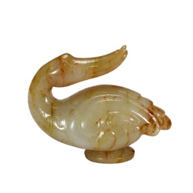 A CARVED JADE GOOSE-FORM BELTHOOK