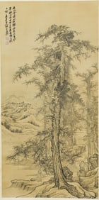 A CHINESE PAINTING OF SCHOLAR AMONG LANDSCAPE SIGNED ZHANG DAQIAN