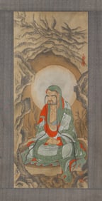 A CHINESE PAINTING OF LUOHAN SIGNED DING YUNPENG
