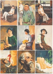A COLLECTION OF PORTRAITS SIGNED XU BEIHONG