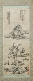 A CHINESE PAINTING OF SERENE STUDIO SIGNED NIZAN
