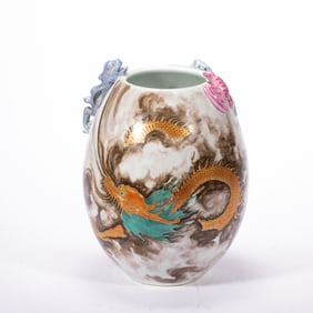 A FAMILLE ROSE DRAGON WATERPOT