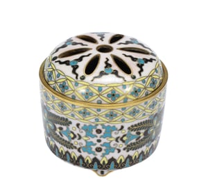 A CLOISONNE ENAMEL INCENSE BURNER WITH COVER