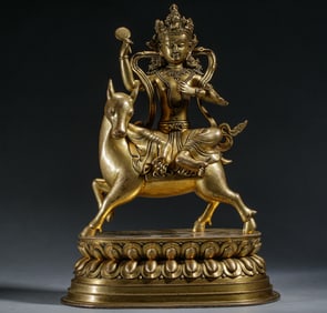 A SINO-TIBETAN BRONZE-GILT PALDEN LHAMO